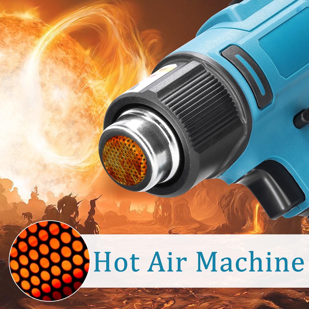 Máy Phát Nhiệt Kỹ Thuật Số Cầm Tay (S2Vn) Có Thể Sạc Lại 50-3000°C Công Cụ Điều Chỉnh Nhiệt Độ Điện Điều Chỉnh Được Với 4 Đầu Phun Tương Thích Với Makita Lit