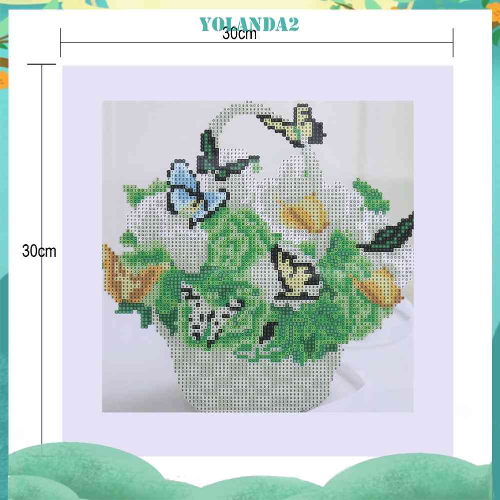 Bộ Tranh Đính Đá 5D Họa Tiết Giỏ Bướm Độc Đáo DIY Dùng Trang Trí Nhà Cửa