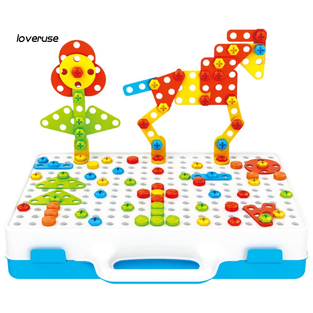 Đồ Chơi Lắp Ráp Hình Khối DIY Kèm Tua Vít Điện Cho Bé