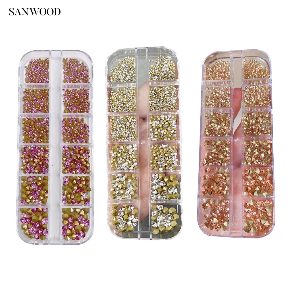 1 Hộp Đá Đính Trang Trí Móng Tay Nhiều Kích Cỡ