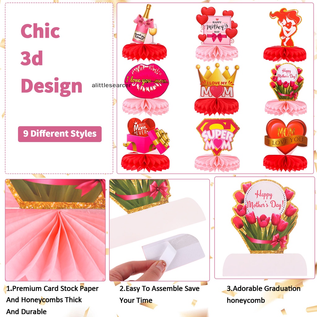 Set 39 Bong Bóng Cao Su Tổ Ong 12 Inch Dùng Trang Trí Tiệc Ngày Của Mẹ