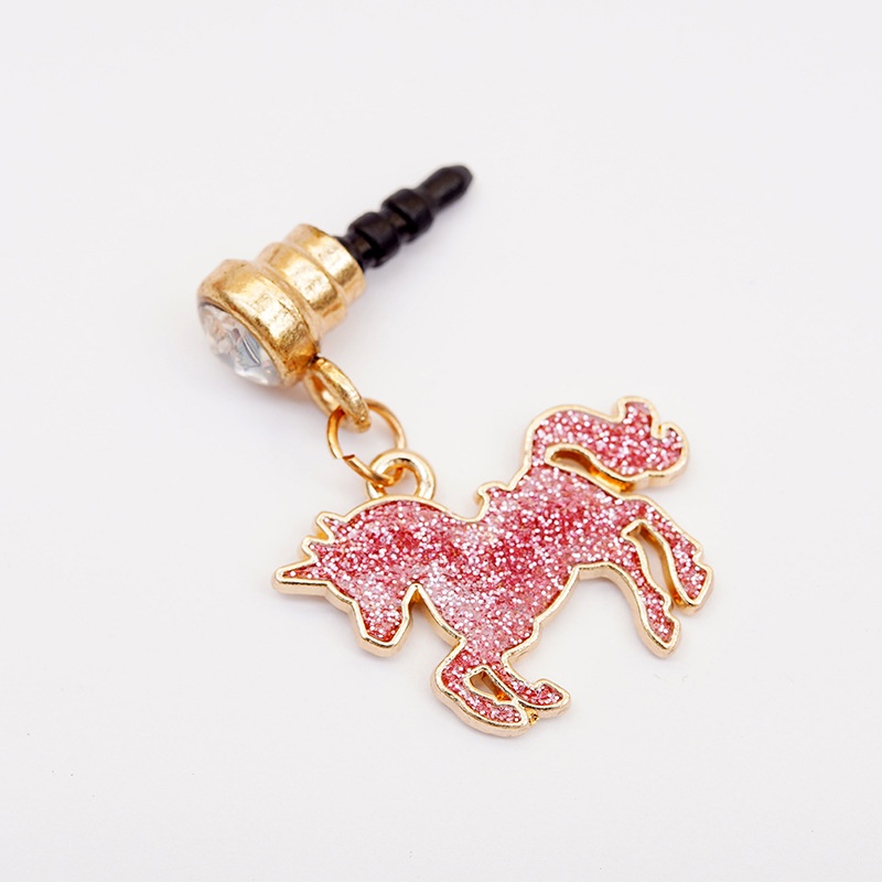 Nút Cắm Chống Bụi Cho Lỗ Cắm Tai Nghe Điện Thoại Di Động Bằng Hợp Kim Hình Kỳ Lân Đính Sequin Chống Bụi diy