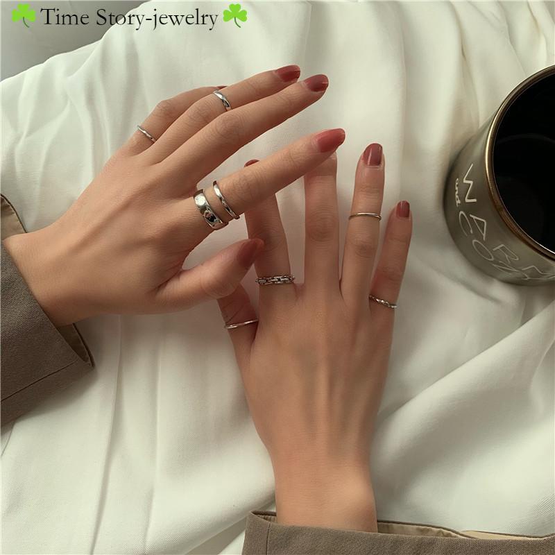 Set 7 Nhẫn Trơn Phong Cách ins Sang Trọng Thời Trang Cao Cấp