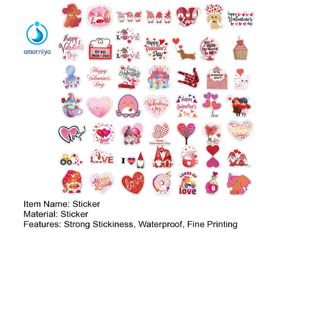 Set 50 Miếng Dán Trong Suốt Trang Trí Cốc Nước In Chữ AMAR Dễ Tháo Gỡ