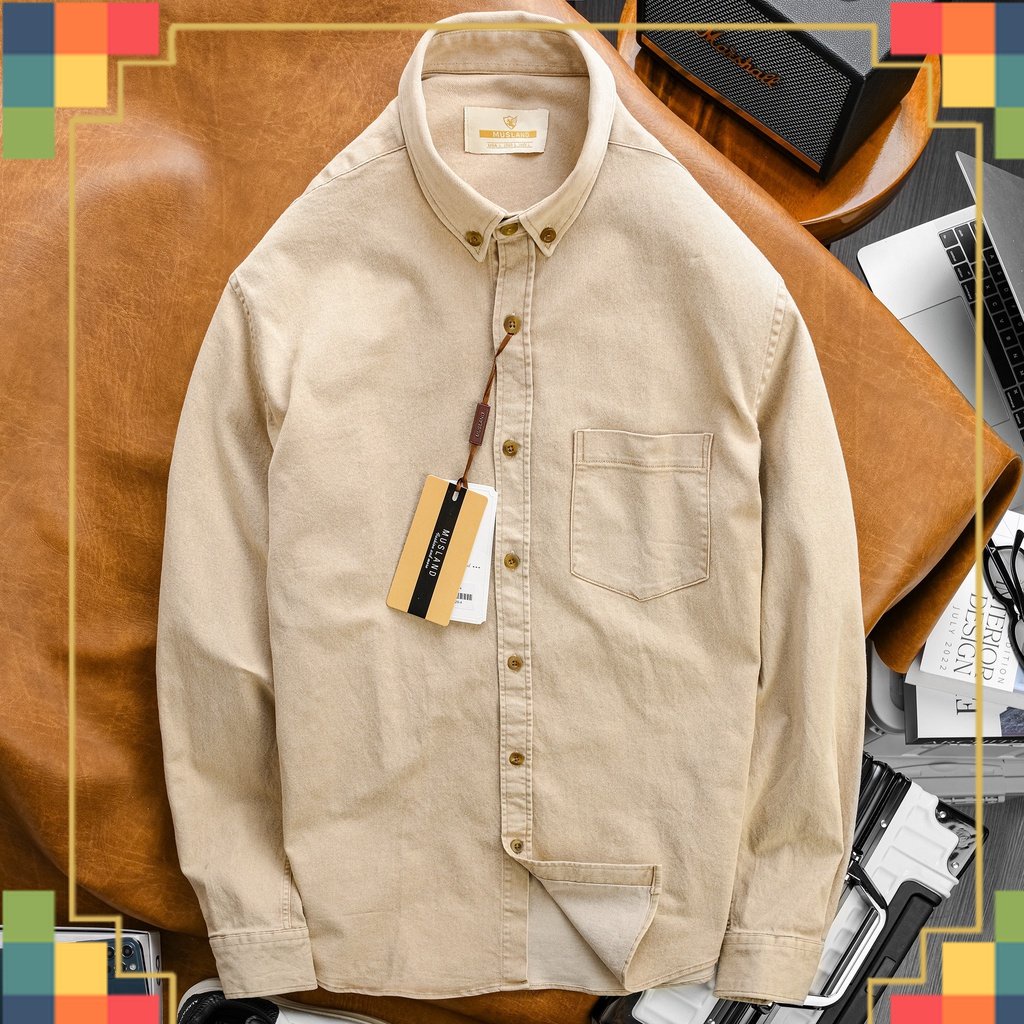 SHOP QAXK - Áo sơmi Denim Musland Màu Be chất denim shop bán làm bao khách hàng mê mẫn - - SMML1i - - CHUẨN ĐẸP