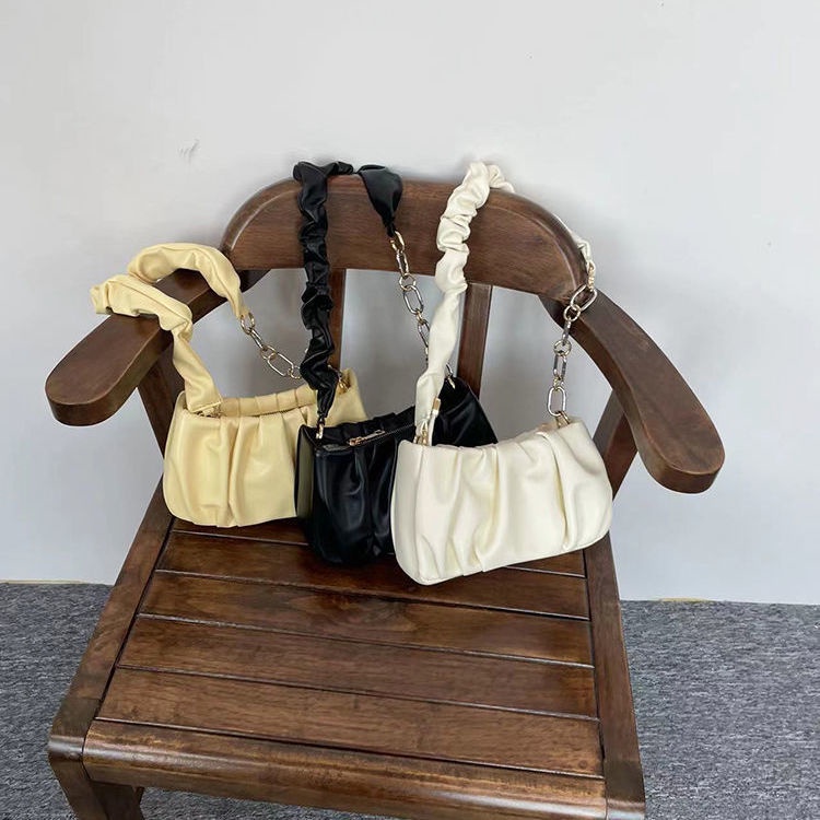 Túi Xách Đeo Dưới Cánh Tay / Đeo Một Bên Vai Cỡ Nhỏ Hình Đám Mây Xếp Ly Màu Trắng Đính Ngọc