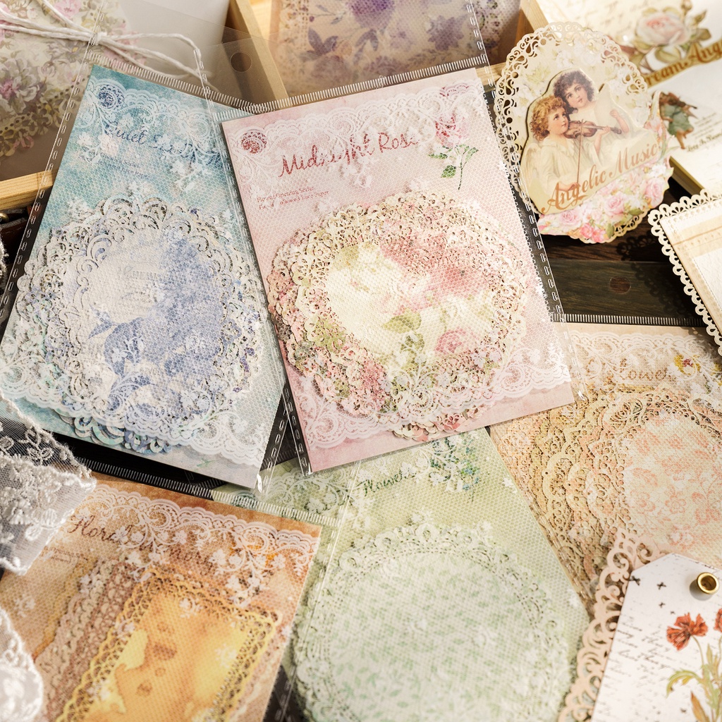 Bộ 10 Miếng Dán Trang Trí Sổ Tay Họa Tiết Hoa Kiểu Vintage