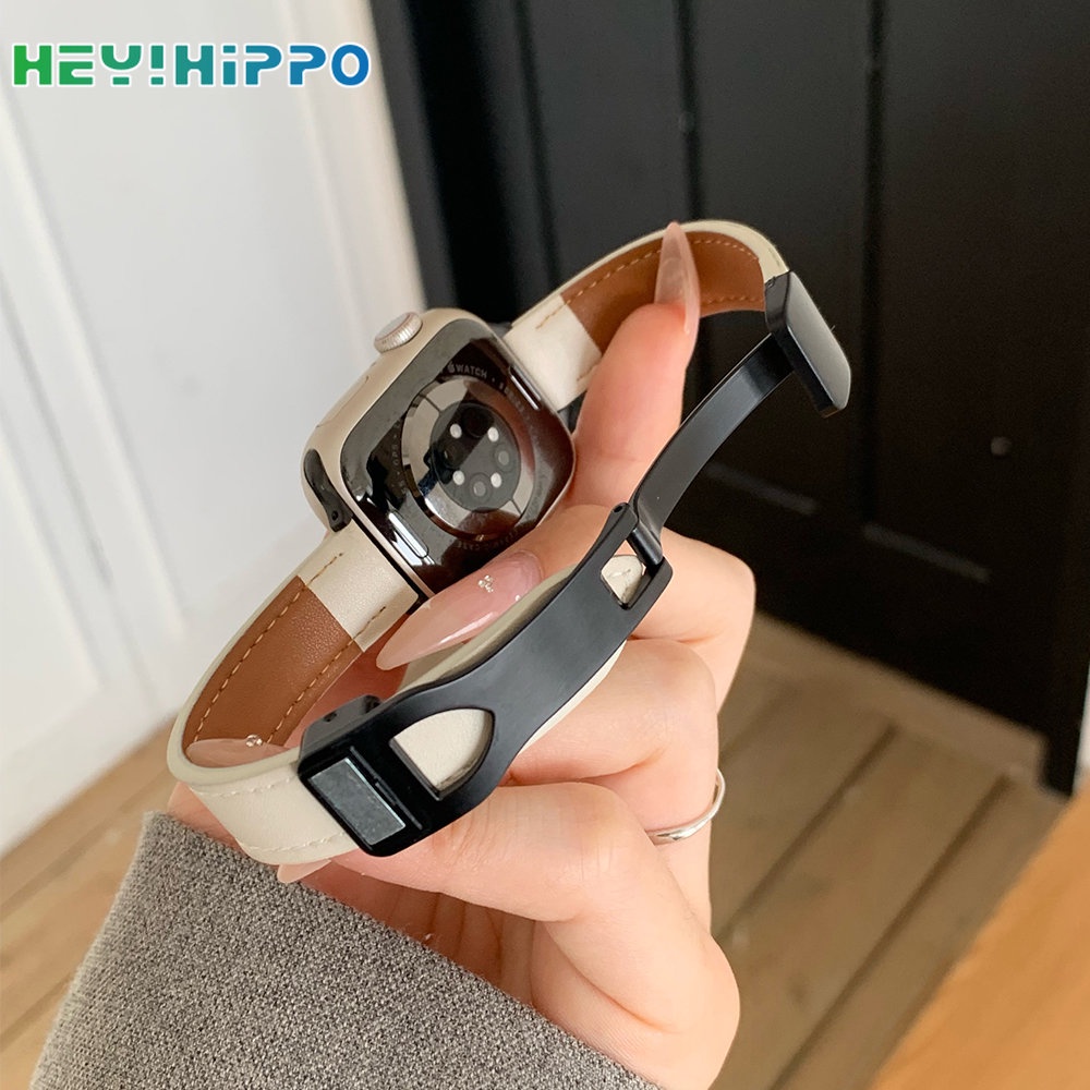 Dây Đeo Bằng Da Có Khóa Nam Châm Cho Đồng Hồ Thông Minh iwatch series 8 / 7 / 6 / SE / 5 / 4 45 / 44 / 42 / 41 / 40 / 38mm