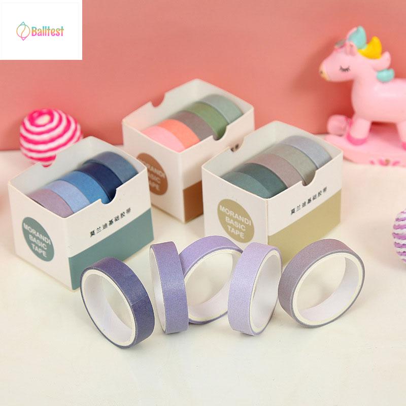 💜Bộ 5 cuộn băng keo washi phong cách dễ thương trang trí sổ