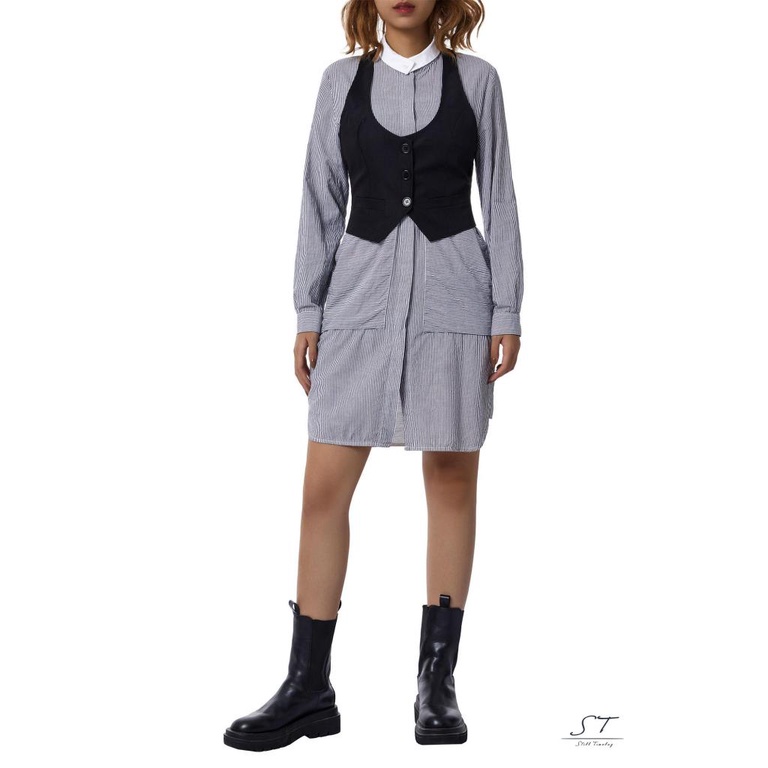 Áo Khoác Ghi Lê Không Tay Cổ Chữ V Cài Nút Phong Cách Cổ Điển CY03