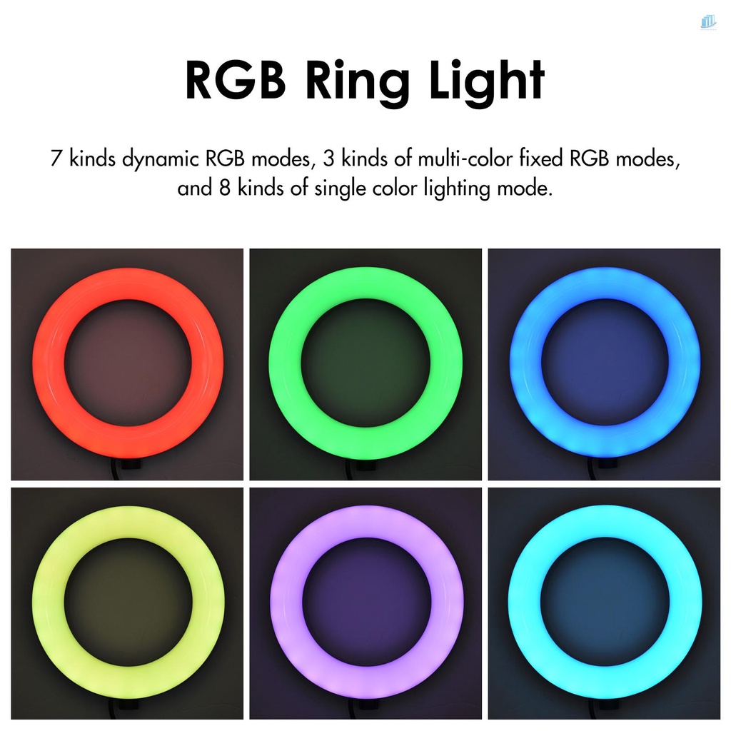 Bộ Vòng Đèn Led 6 Inch RGB + Kẹp Bi Màu Nhiệt Độ 2850K-6500K Có Thể Điều Chỉnh Độ Sáng Đa Chế Độ RGB