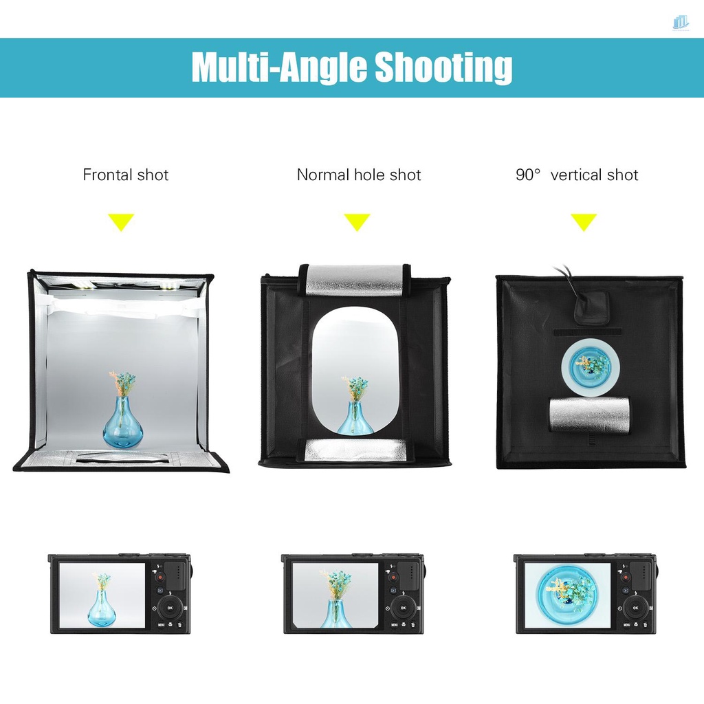 ANDOER Hộp Đèn LED Chụp Ảnh Di Động 4 Màu 16inch / 40cm Có Thể Xếp Gọn Với Phích Cắm EU