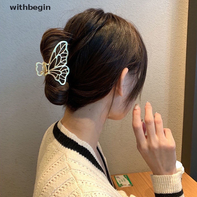 Kẹp Tóc Kim Loại Hình Bướm Màu Vàng Thời Trang Thanh Lịch