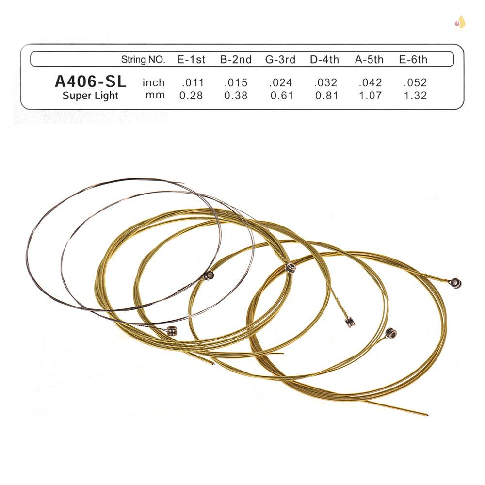 Set 6 Dây Đàn Alice A406 Lõi Bằng Thép Không Gỉ Mạ Hợp Kim Đồng Siêu Nhẹ (. 011-.052)