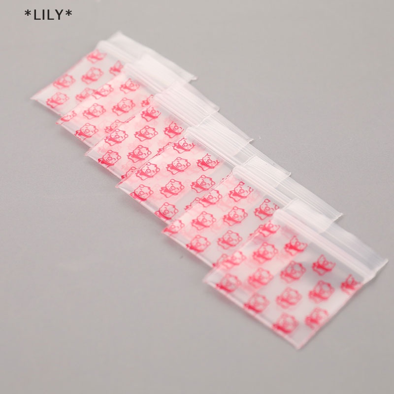 LILY 100pcs Mini Ziplock túi nhựa nhỏ dây kéo túi bao bì Pill Túi uuu