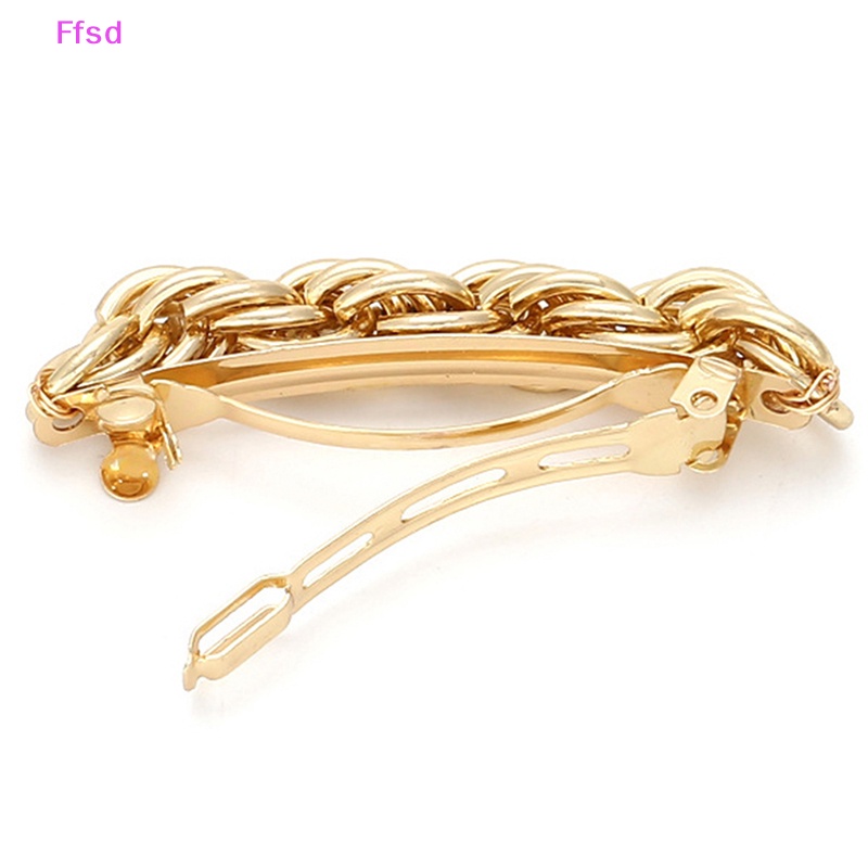 {Ffsd} Kẹp Tóc Dạng Xoắn Bằng Kim Loại Màu Vàng / Bạc Tối Giản Cho Nữ * Bán Chạy