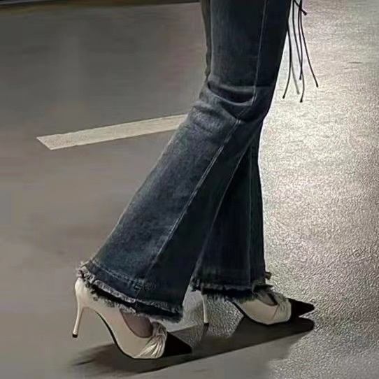 Giày cao gót 9cm mũi nhọn màu sắc bóng bẩy phong cách thời trang pháp dành cho giày trắng nữ