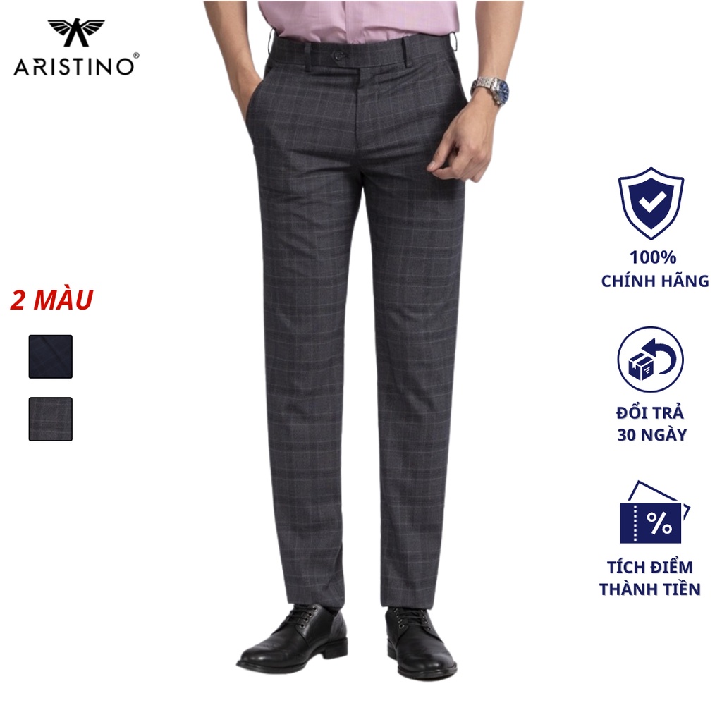 Quần âu nam ARISTINO cao cấp màu sắc trung tính, họa tiết kẻ caro tinh tế, lịch lãm - ATR01502