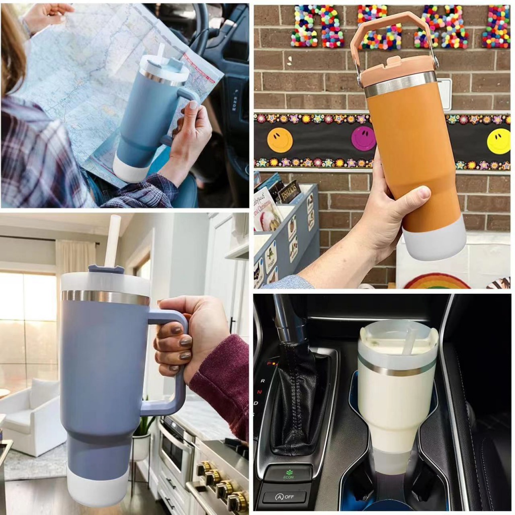 Ốp Lưng Silicon Cho Stanley Quencher Adventure 40oz Tumbler Có Tay Cầm & Stanley IceFlow 20oz 30oz, 