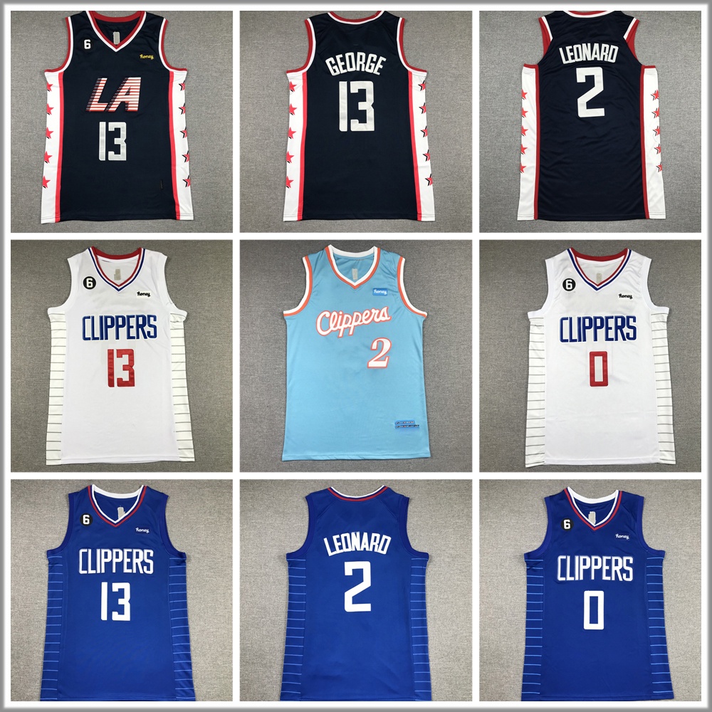 Áo Bóng Rổ Los Angeles Clippers Jersey Thêu Họa Tiết Leonard George Westbrook Cho Nam