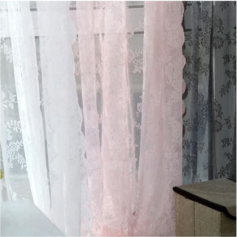 Rèm vải ren voan hoa trắng vintage nàng thơ trang trí phòng, cửa sổ, làm background, decor studio,💥Siêu rẻ💥