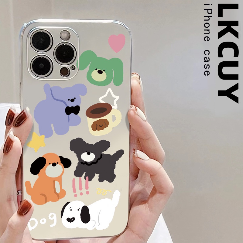 Ốp Điện Thoại Silicon TPU Mềm Mạ Điện Hình Cún Dễ Thương Chống Sốc Cho IPhone 14 13 12 Pro Max 11 XS XR X 8 + 7 6S Plus