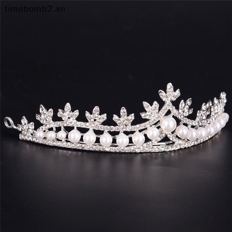 Cài Tóc Hình Vương Miện Đính Đá Lấp Lánh Cho Cô Dâu