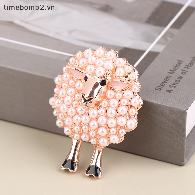 {Timebomb} Ghim Cài Áo Bằng Hợp Kim Hình Cừu May Mắn Dát Ngọc Trai Đáng Yêu Làm Quà Tặng Giáng Sinh Cho