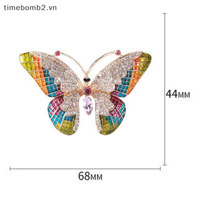 {Timebomb} Trâm Cài Áo Hình Bướm Tráng Men Đính Đá Cho Nữ.