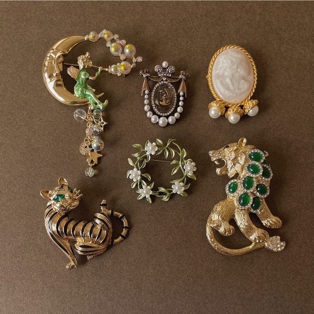Trâm Cài Áo Hình Động Vật Hoa Lê Đính Đá Cao Cấp Kiểu Vintage Sang Trọng