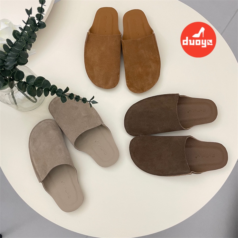 Duoya Dép Suông Thẳng ~ [Hàng Có Sẵn] Dép Da Thật Mềm Mại Mang Ngoài Trời Mùa Xuân Hè Cho Nữ Miễn Phí Vận Chuyển
