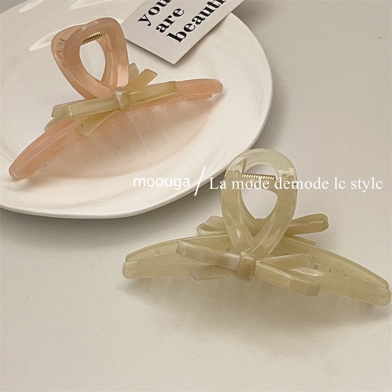 Kẹp Tóc Hình Cá Mập Đính Nơ Lớn Phong Cách Hàn Quốc Đơn Giản Dành Cho Nữ Moouga /