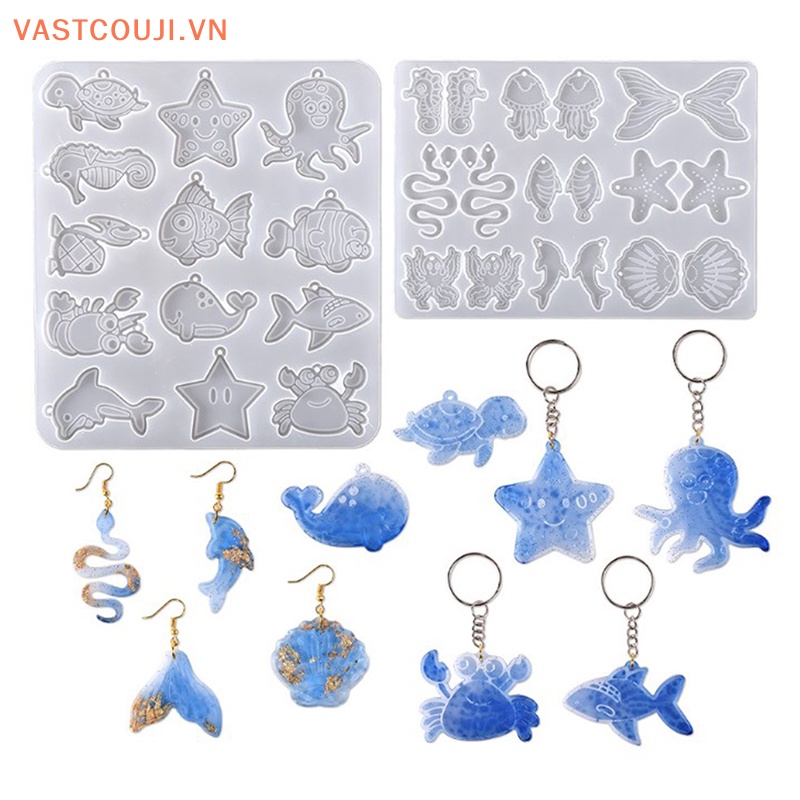 Khuôn Silicon Làm Móc Khóa Hình Động Vật Biển Xinh Xắn