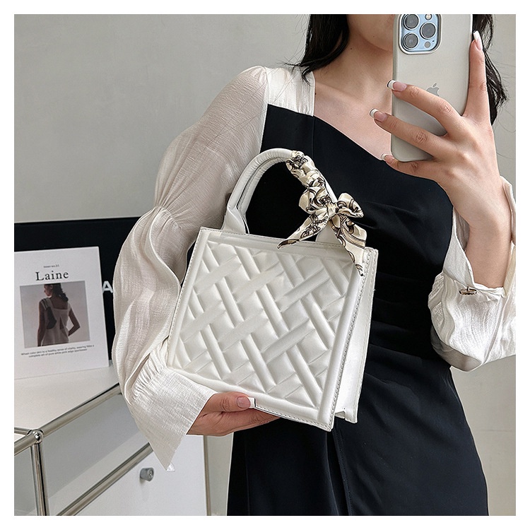 Túi Xách JASMIN NOIR Tote Hộp Nhỏ Hai Dây Đeo Khăn Choàng Kẻ Sọc Caro Thời Trang Thường Ngày Cho Nữ