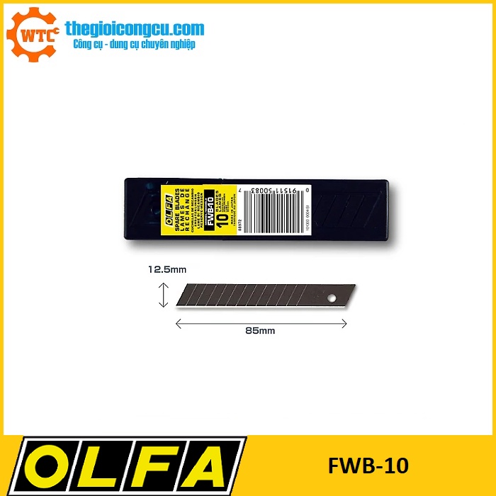 Hộp lưỡi dao đen 12,5mm Olfa FWB-10 (85x12.5x0.25 mm)
