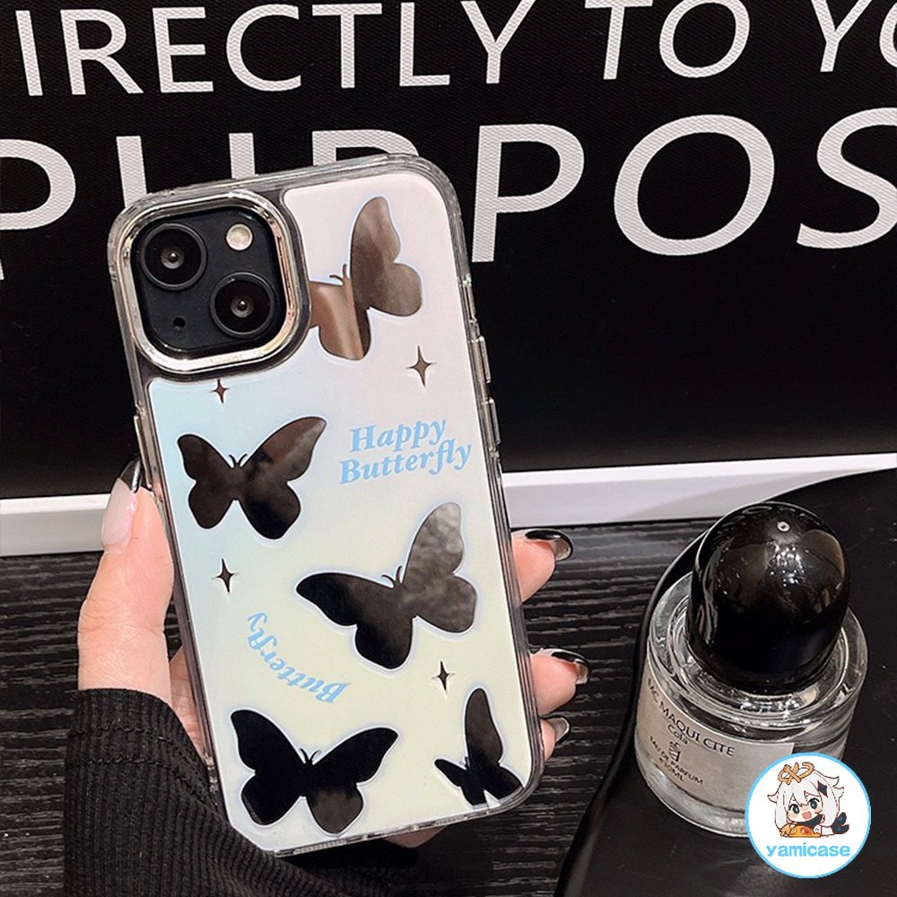 Ốp Điện Thoại Cho Iphone 11 14 Pro Max TPU Họa Tiết Bươm Bướm Màu Gradient Tráng Gương Sang Trọng Cho Iphone 15 11 Pro Max/12/12 Pro Max/13/13 Pro/13 Pro Max /14/14 Pro Max