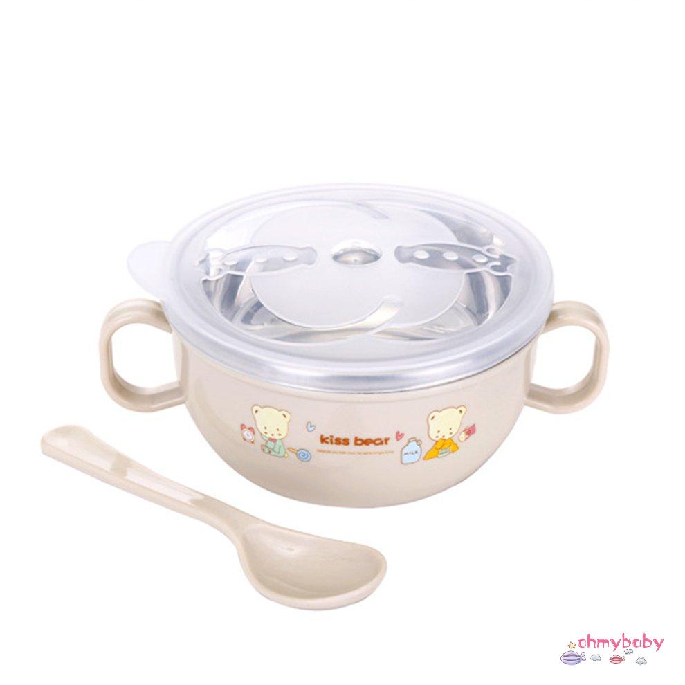 [OMY] Phim hoạt hình bằng thép không gỉ thông minh Feedingl có tay cầm và muỗng cho trẻ sơ sinh em chứa Bpa [P/10]