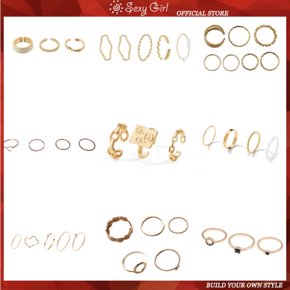 Bộ Nhẫn Đeo Ngón Tay Họa Tiết Mặt Cười Thời Trang Hàn Quốc Sành Điệu