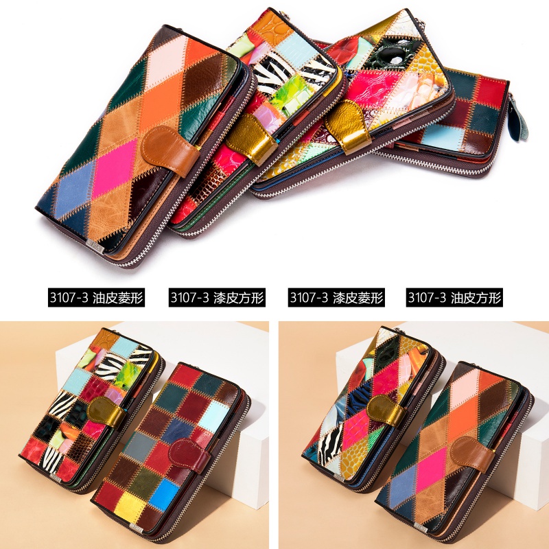 Ví Da Thật Dáng Dài Kẻ Sọc Thiết Kế Đơn Giản Thời Trang Cho Nữ