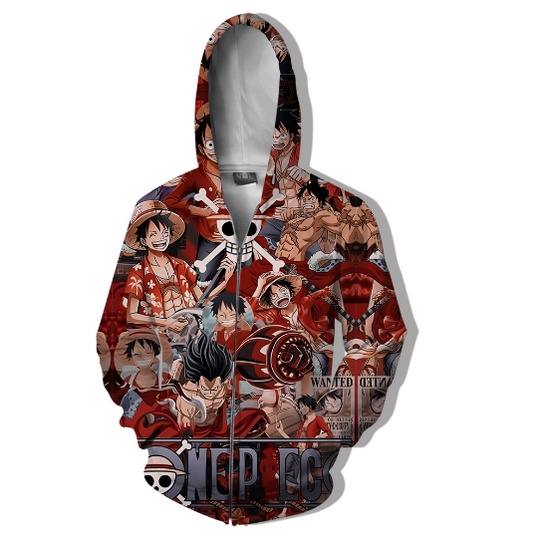 Áo Khoác Khóa Kéo Tay Dài In Hình Nhân Vật Luffy Trong ONE PIECE 3D Thời Trang Cho Nam Và Nữ