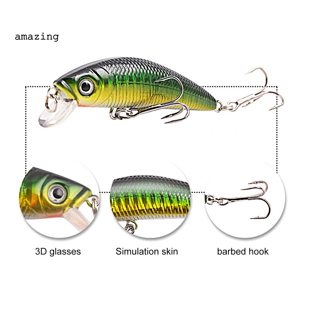 Mồi Giả Nhử Cá 3D Bằng Nhựa 9.5cm / 8g Gắn Kèm Móc Câu