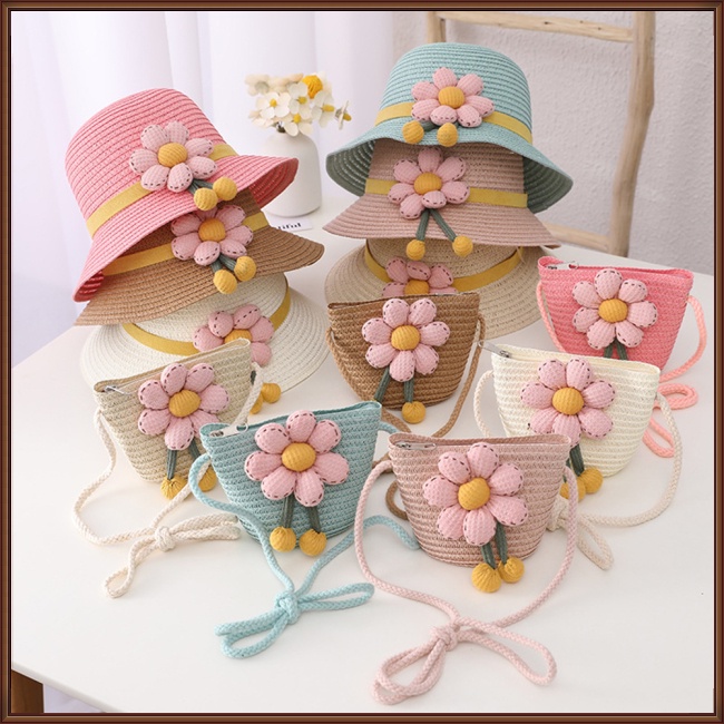 Túi Rơm Đựng Tiền Xu Chống Nắng Thoáng Khí Thời Trang Mùa Hè Cho Bé Gái