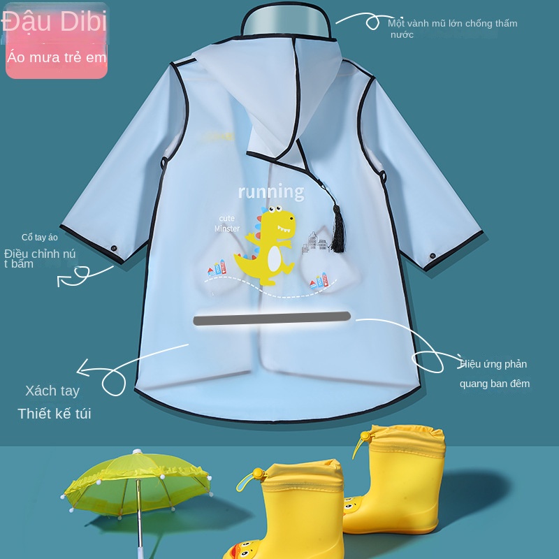 Áo Mưa Dày Dặn Chống Thấm Nước In Họa Tiết Hoạt Hình Dễ Thương Cho Bé