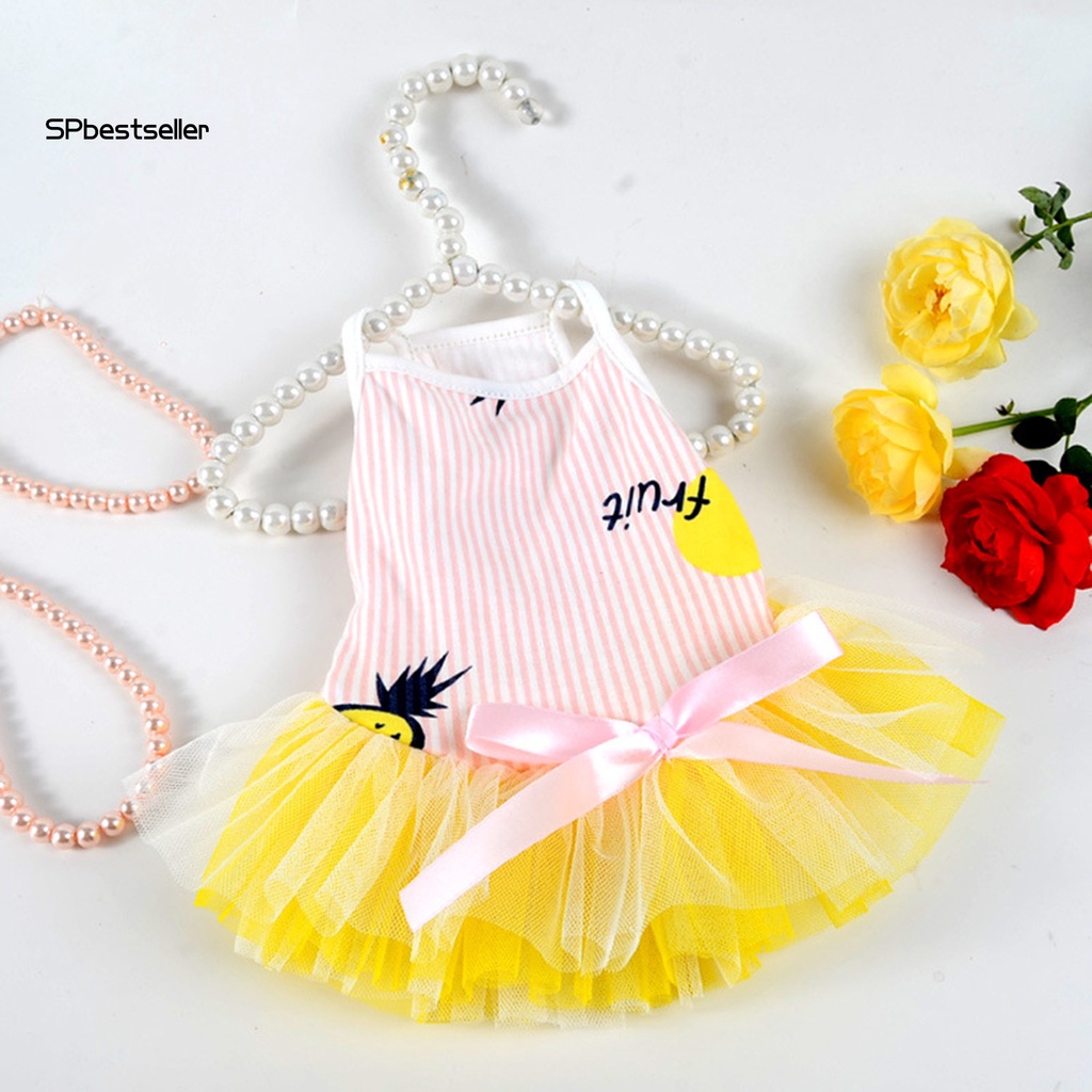 Spbestsellkr Đầm Cotton Mỏng Kẻ Sọc Tinh Tế Đáng Yêu Cho Thú Cưng Hàng Ngày