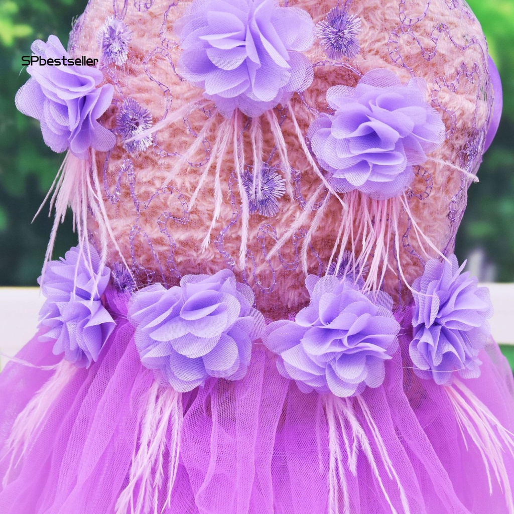 Đầm Công Chúa Không Phai Phối Lưới Thoáng Khí Họa Tiết Hoa Xinh Xắn Cho Cún Cưng Chihuahua