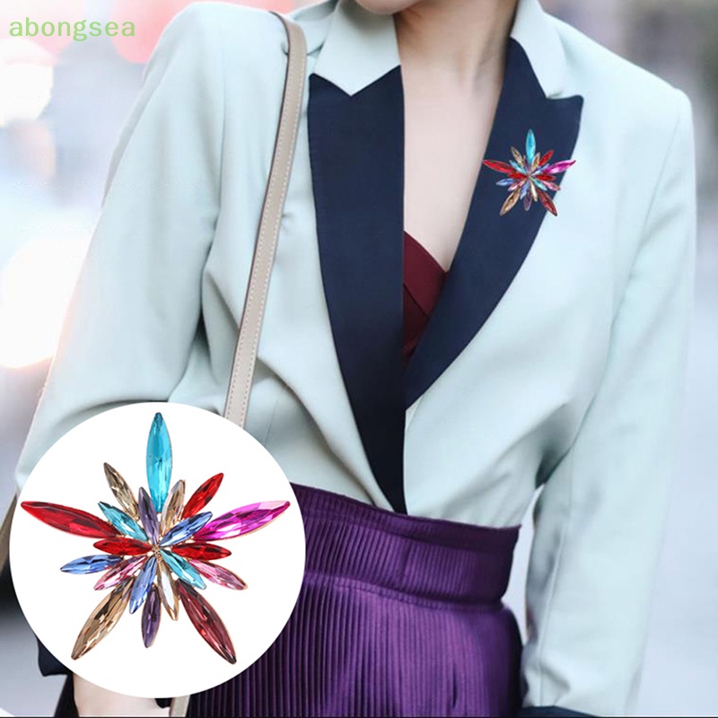 Trâm Cài Áo Hình Bông Tuyết Đính Đá Nhiều Màu Thời Trang Cho Nữ