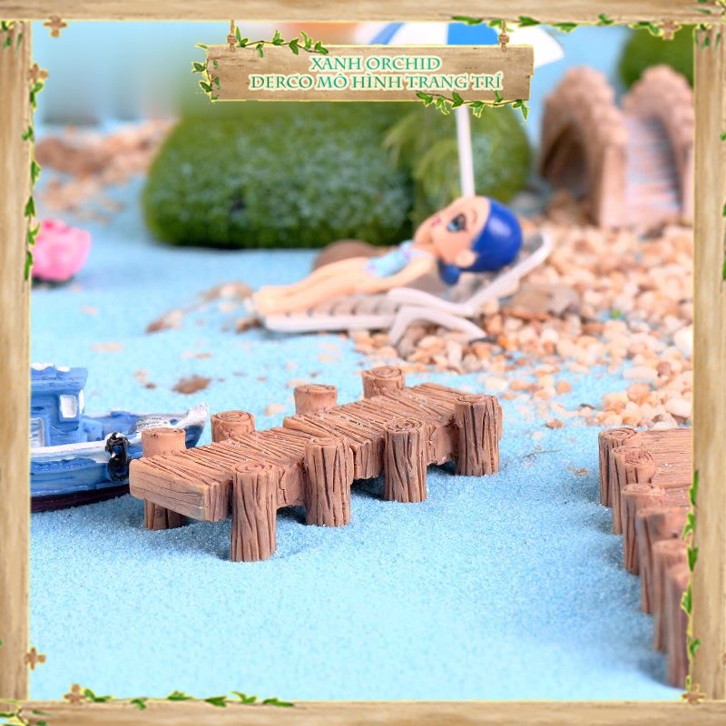 Mô Hình Tiểu Cảnh "Cầu Gỗ 4 Chân Mini" Trang Trí Sen Đá, Sân Vườn/ Chậu Cây, DYI, Terrarium