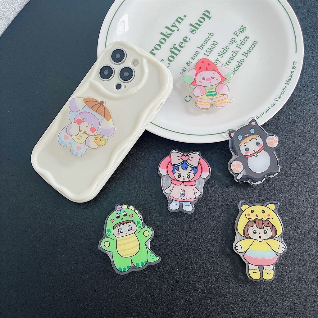 Ốp Điện Thoại Họa Tiết Hoạt Hình Có Túi Khí Và Dây Đeo Ngón Tay Cho iphone