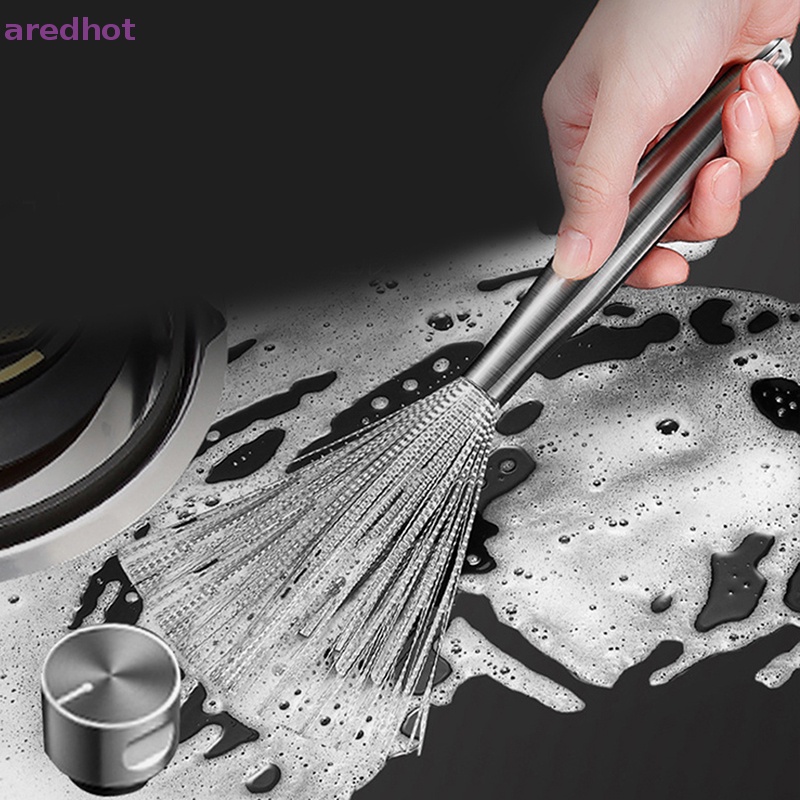 Bàn Chải Chà Nồi Bằng Thép Không Gỉ Với Tay Cầm Dài Tiện Dụng Mới