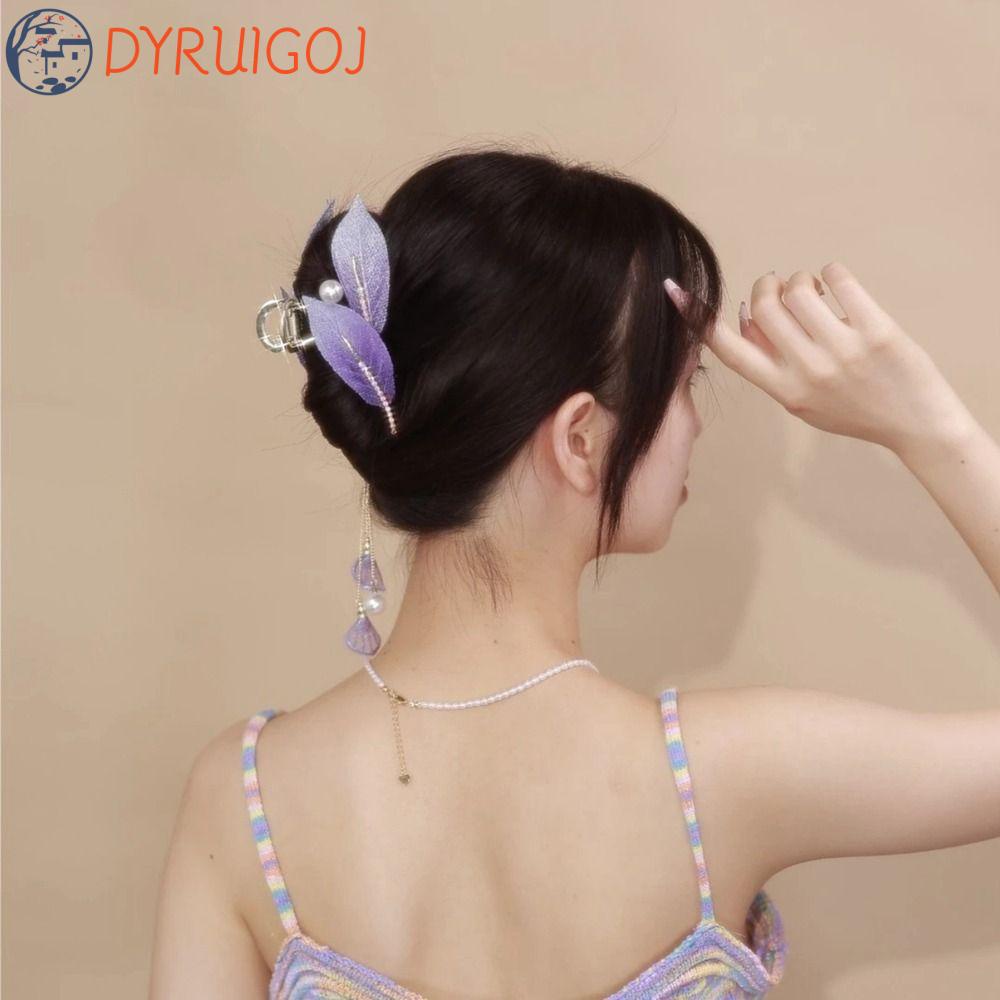 Kẹp Tóc Kim Loại Hình Lá / Cá Mập Phong Cách Hàn Quốc Đơn Giản Cho Nữ